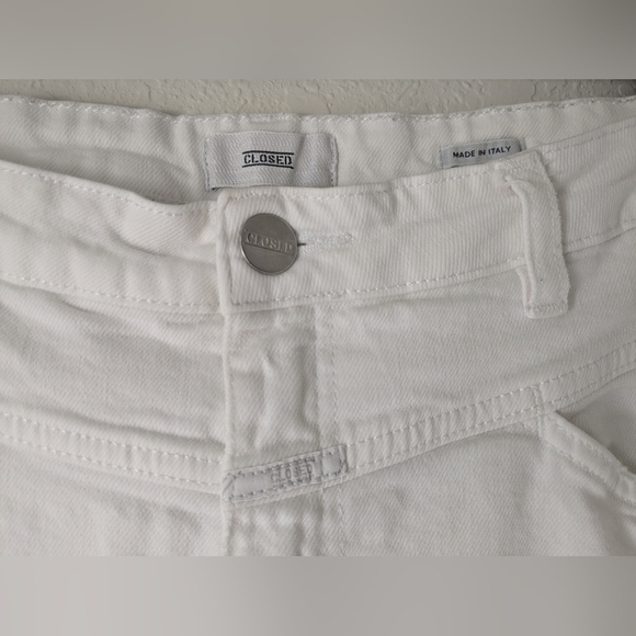 Closed Made in Italy White Distressed Mid Rise Straight Leg Denim Jeans Designer - Picture 6 of 10